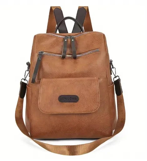 Convertible Faux Leather Backpack Purse for Women – Zip-Around Multi-Pocket Shoulder Bag Daypack for Work Travel School Everyday | Thomler