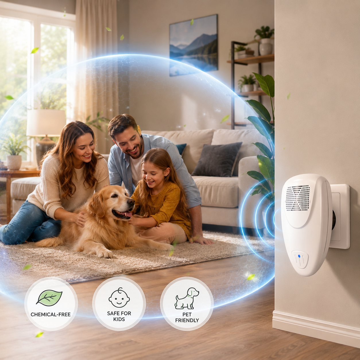 Plug-In Ultrasonic Pest Deterrent Device for Bedrooms & Living Rooms – Silent Electronic Indoor Insect Repellent for Homes, Apartments, Hote | Thomler