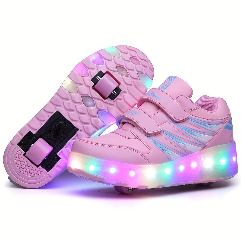 LED Light-Up Roller Sneakers for Kids | Detachable Wheels | Fun Glow Shoes for Girls & Boys | Thomler