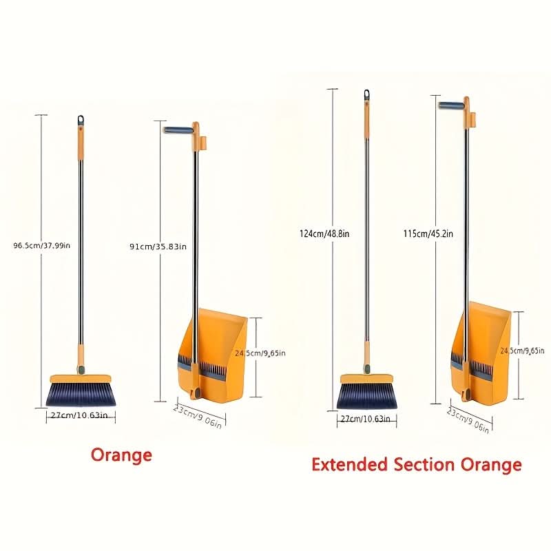 Upright Sweep & Scoop Set with Extended Handle for Floors & Tile – Standup Design, Pet Hair Pickup, Space-Saving Storage | Thomler