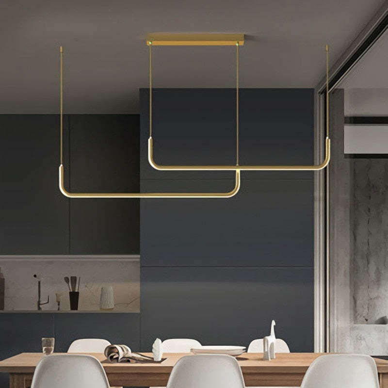 Contemporary Dual-Frame Linear LED Pendant Light for Dining & Living Rooms | Thomler