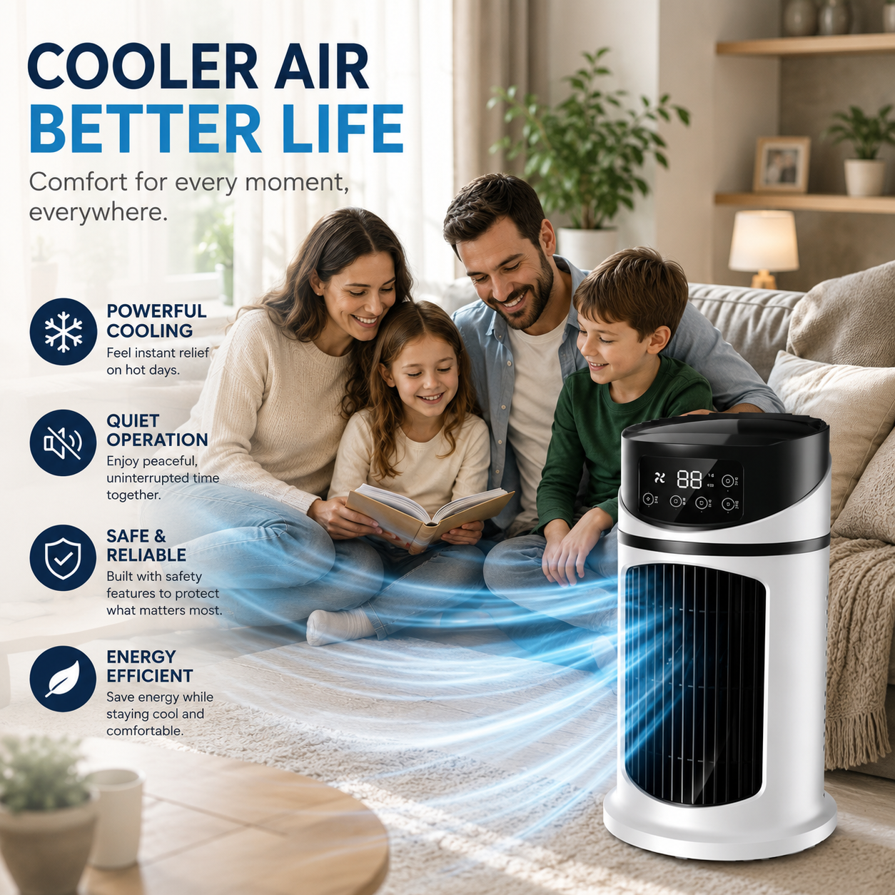 Compact Personal Cooler – Windowless Evaporative Air Cooler for Bedroom, Office & Small Spaces – Portable Desktop Cooling Unit for Home & | Thomler