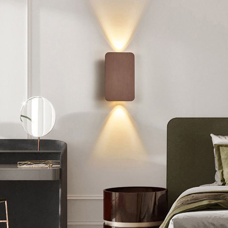 Rectangular Metal Wall Sconce with Warm LED Light for Bedroom & Living Room | Modern Hardwired Fixture in Gold, Black, White, Gray & Brown | Thomler