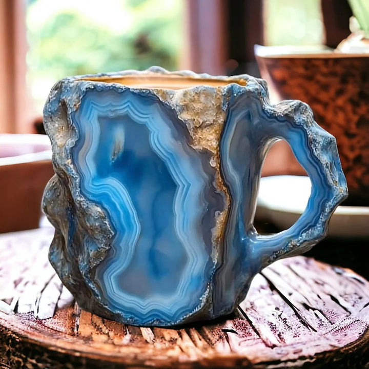 Insulated Crystal Coffee Mug with Natural Mineral Glaze - Handcrafted Artisan Cup for Hot & Cold Drinks - Microwave & Dishwasher Safe - 12 | Thomler