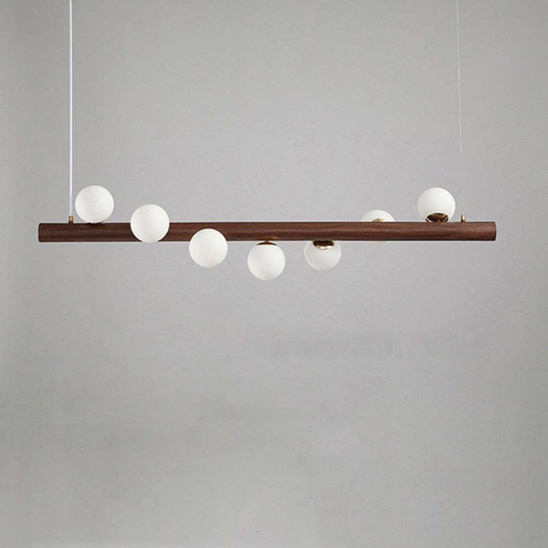 Bubble Glass Pendant Light with Wood Canopy – Modern Orb Ceiling Fixture for Dining Room & Living Room | Thomler