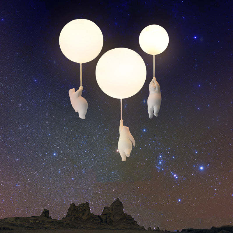 White Bear Balloon Flush Mount Ceiling Light for Kids Room Nursery LED Acrylic Resin Fixture E27 | Thomler