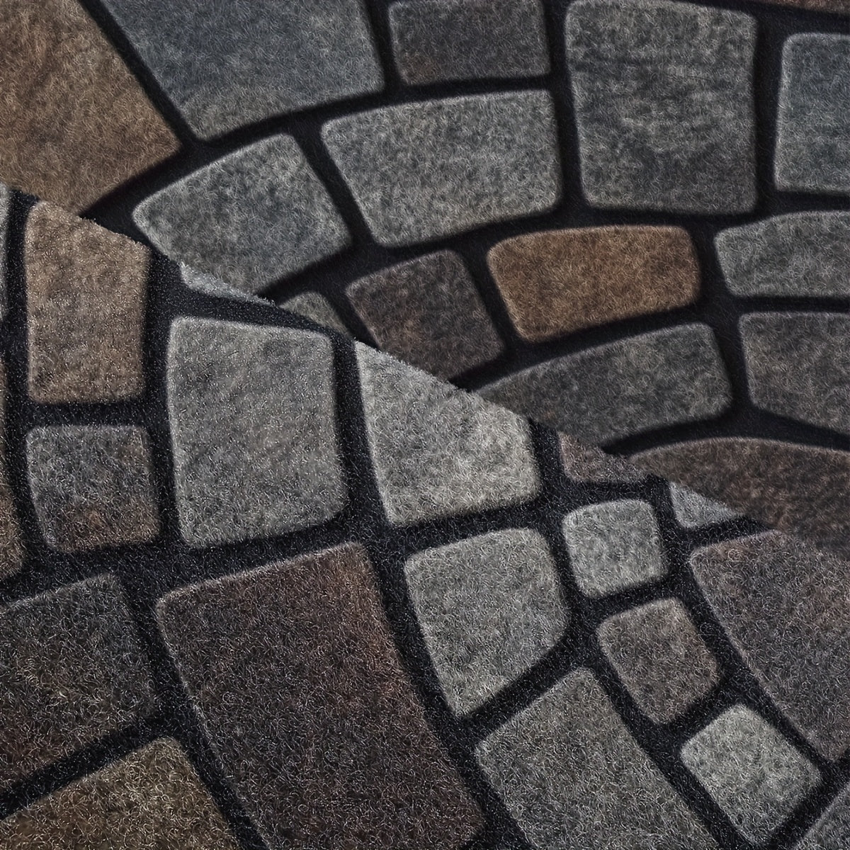 Semicircular Entryway Mat with Cobblestone Pattern for Indoor Outdoor Front Door Patio Garden Non-Slip Polyester Rug | Thomler