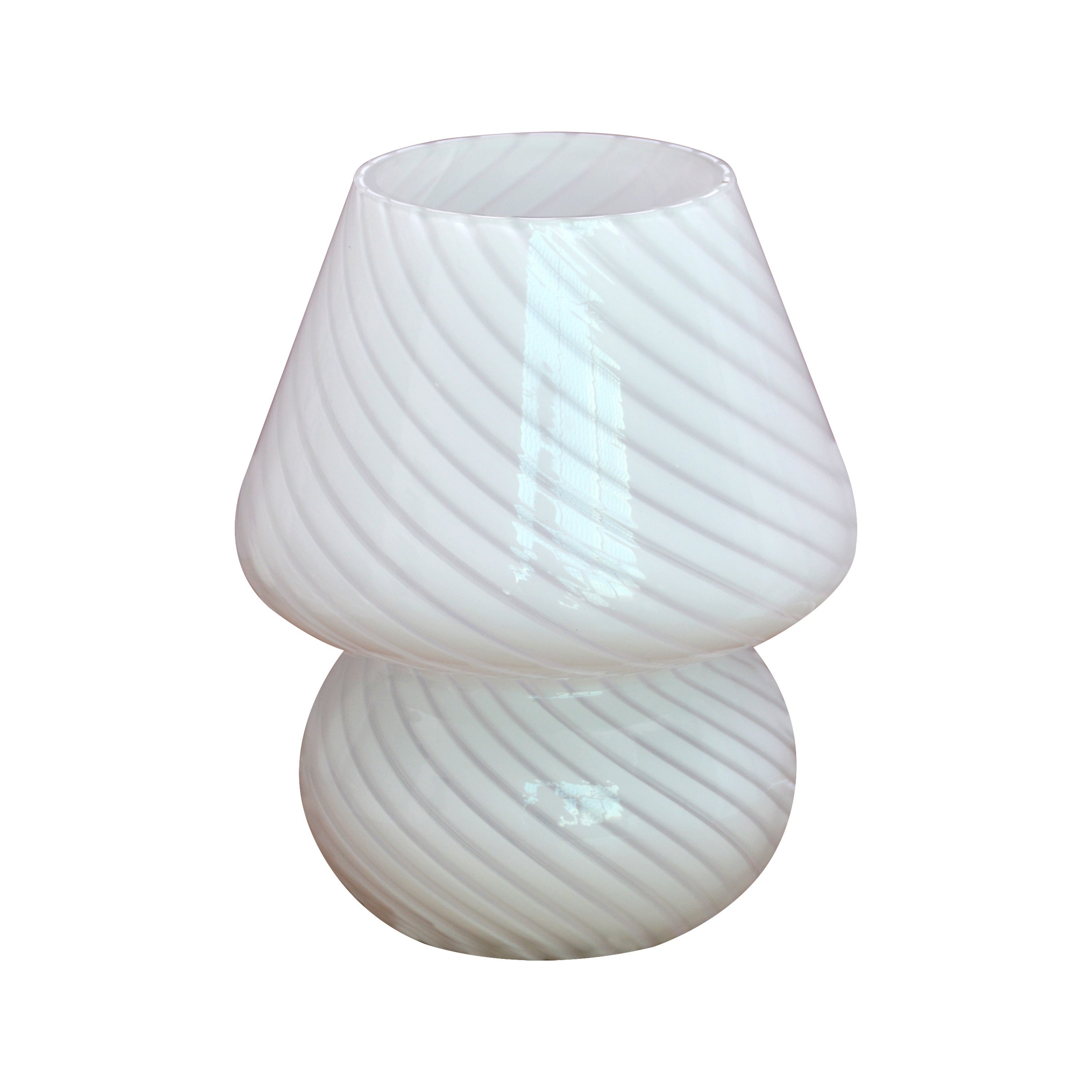 Hand-Blown Glass Mushroom Table Lamp USB Dimmable LED Bedside Light Retro Swirl Accent Lighting for Bedroom Living Room Desk | Thomler