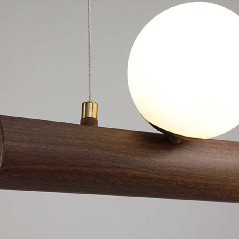 Bubble Glass Pendant Light with Wood Canopy – Modern Orb Ceiling Fixture for Dining Room & Living Room | Thomler