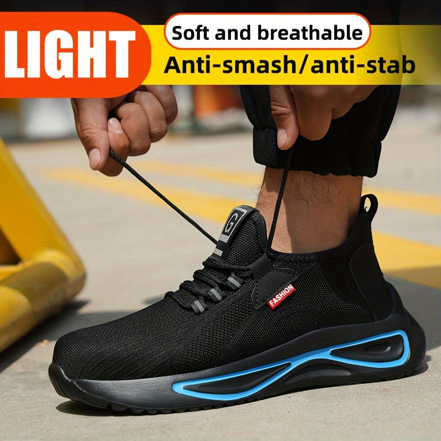 Steel Toe Work Shoes for Men Breathable Mesh Safety Footwear Puncture Resistant Slip-Resistant Outdoor Industrial Construction Job Site | Thomler
