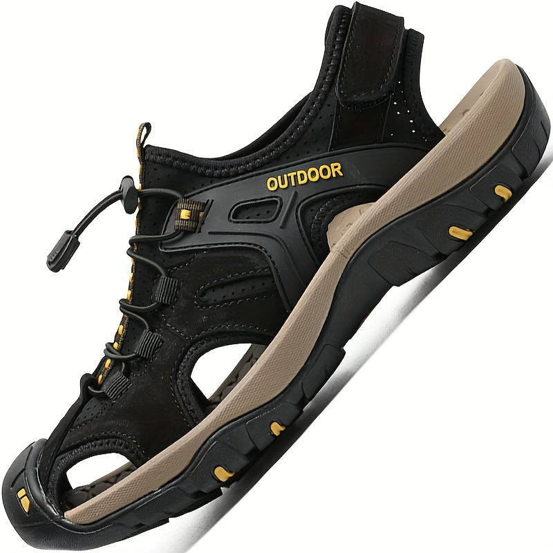 Men's Closed-Toe Sport Sandals with Elastic Strap – Breathable Rubber Sole Outdoor Footwear for Hiking & Summer | Thomler