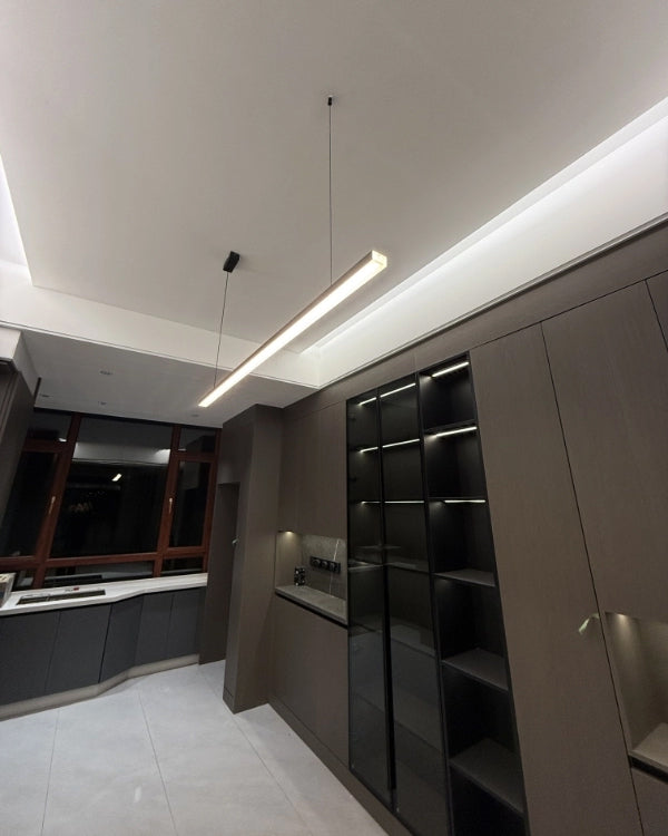 Linear Pendant Light Metal 39 in Adjustable Kitchen Island LED Warm White 3000K-6000K Modern Dining Room Hanging Lamp | Thomler