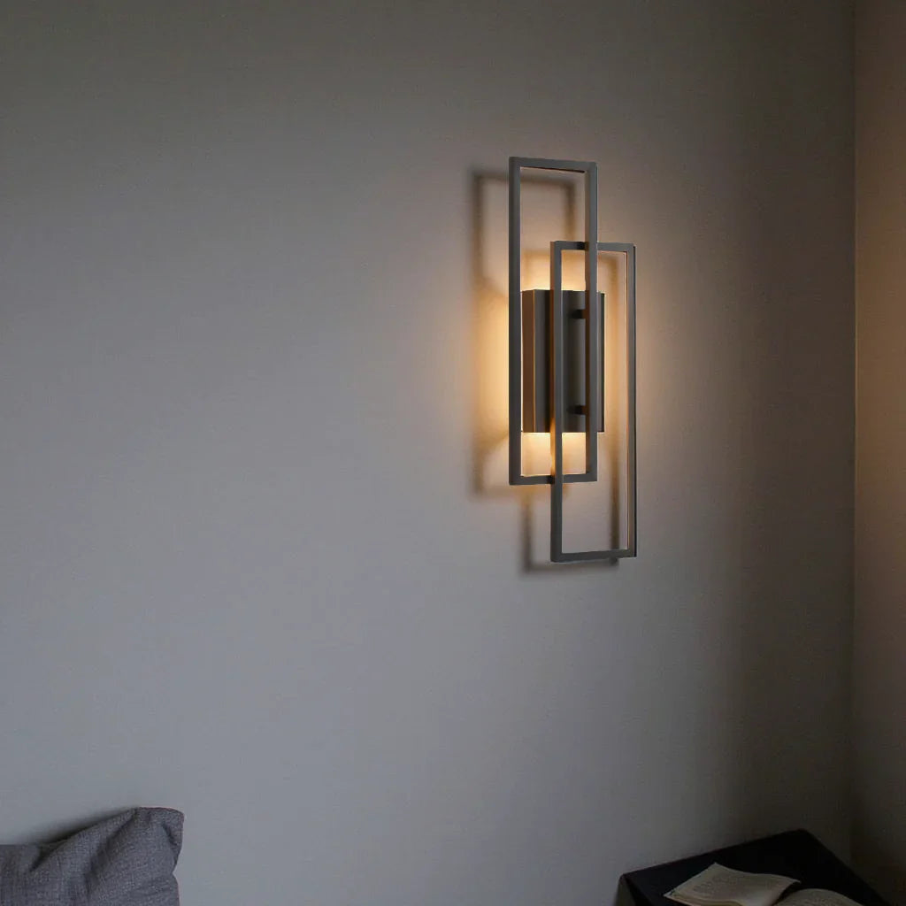Wall Lamp Aluminium 40.0 cm Matte Black Bedroom Hallway Integrated LED Geometric Warm White Accent Lighting | Thomler