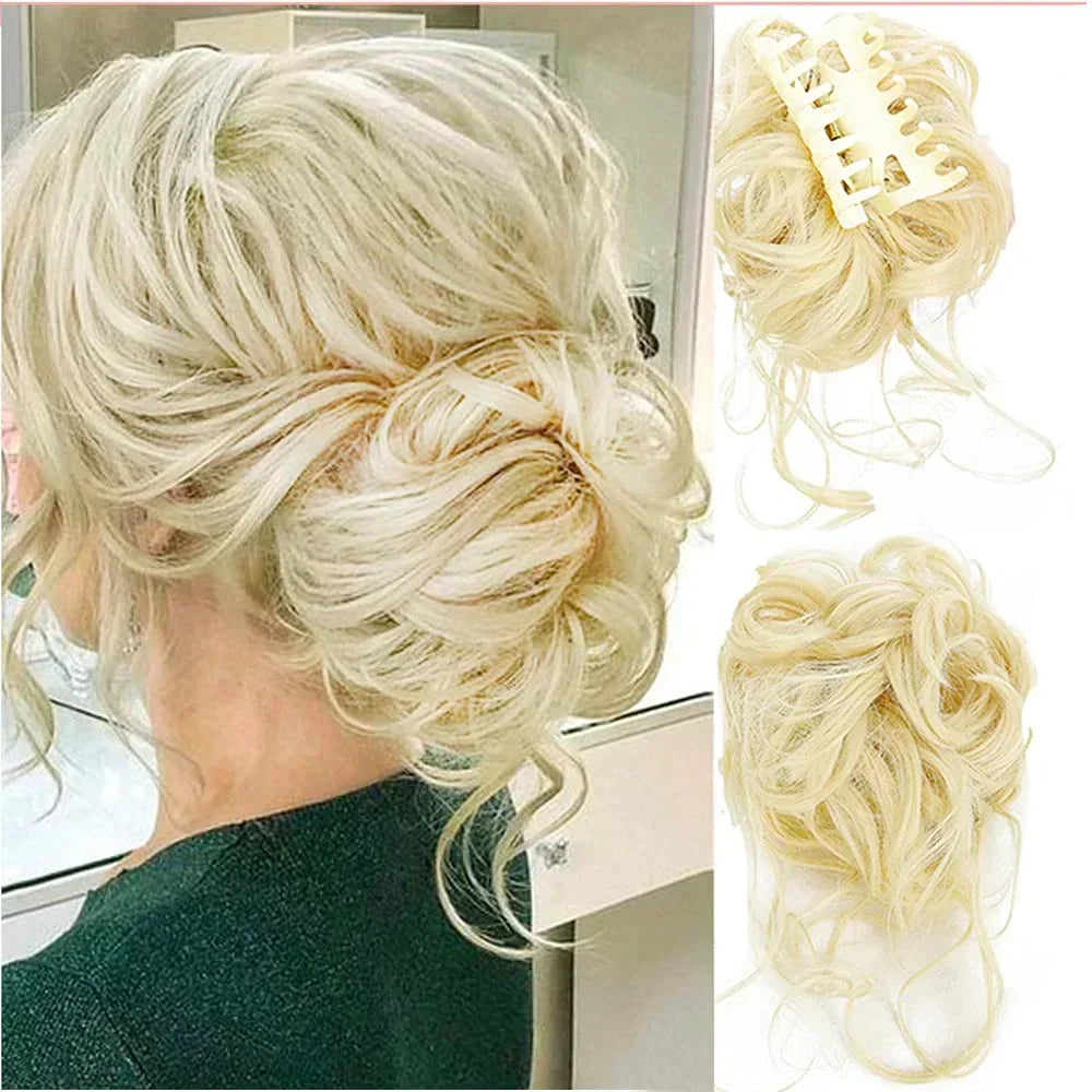 Clip-In Messy Bun Hair Extension with Curly Texture for Women, Synthetic Updo Hairpiece for Everyday & Special Events | Thomler