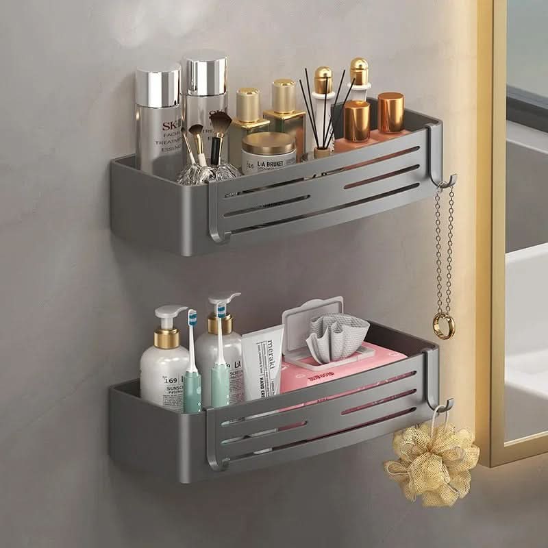 Drill-Free Aluminum Shower Caddy with Adhesive Mount – Rust-Resistant Storage Organizer for Toiletries, Shampoo & Bathroom Essentials | Thomler