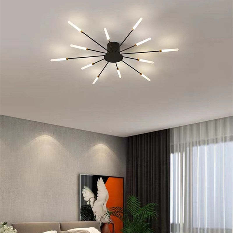 Starburst Flush Mount Ceiling Light Black Gold Modern Firework LED Fixture Bedroom Living Room Natural White Hardwired Indoor | Thomler