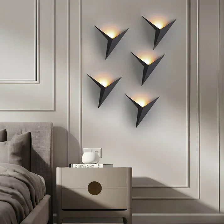 Wall Lamp Iron 20.0 cm Black Bedroom Living Room LED Lighting Origami Design | Thomler