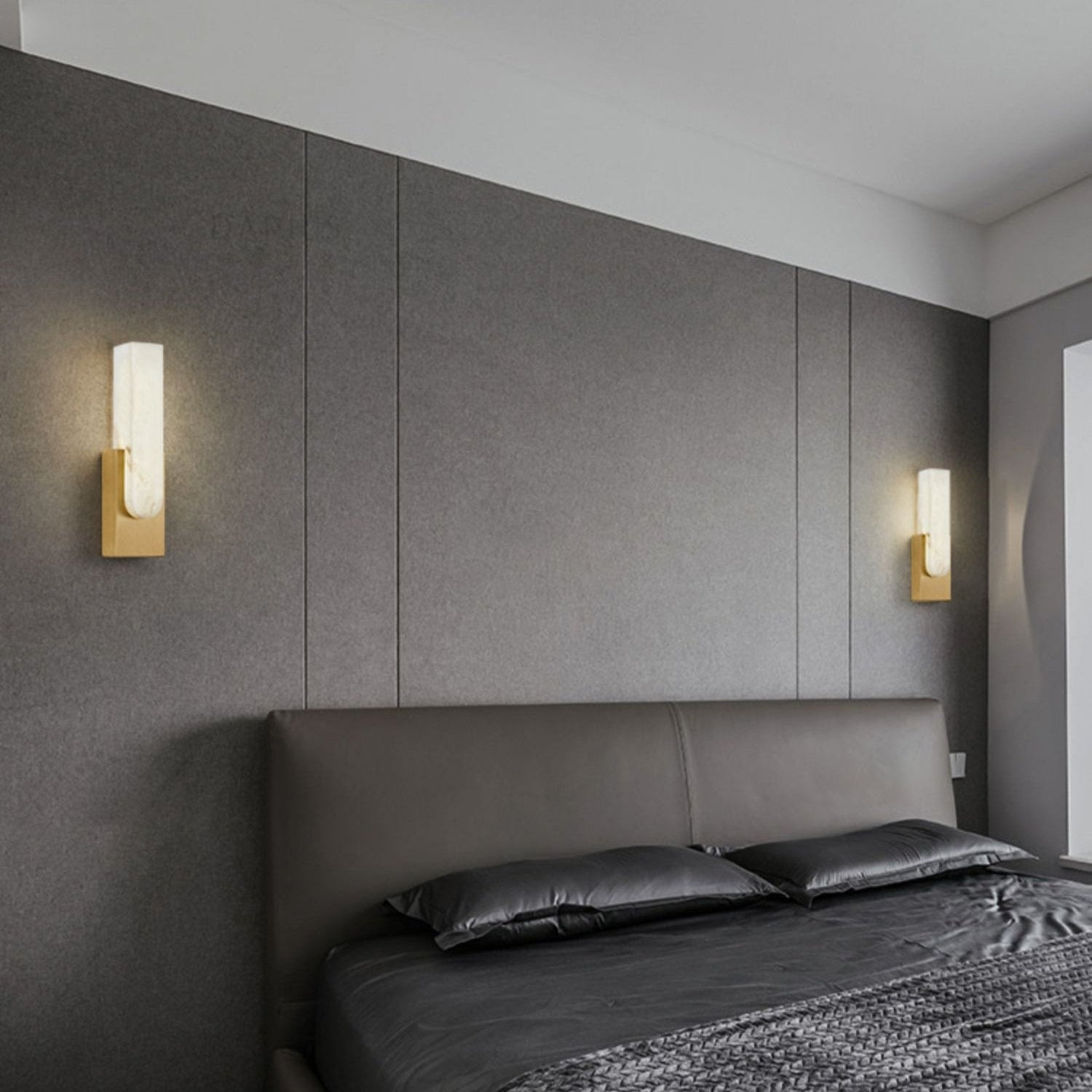 Wall Lamp Alabaster 19.7 in Gold LED Bedroom Hallway Modern Sconce Lighting Fixture | Thomler