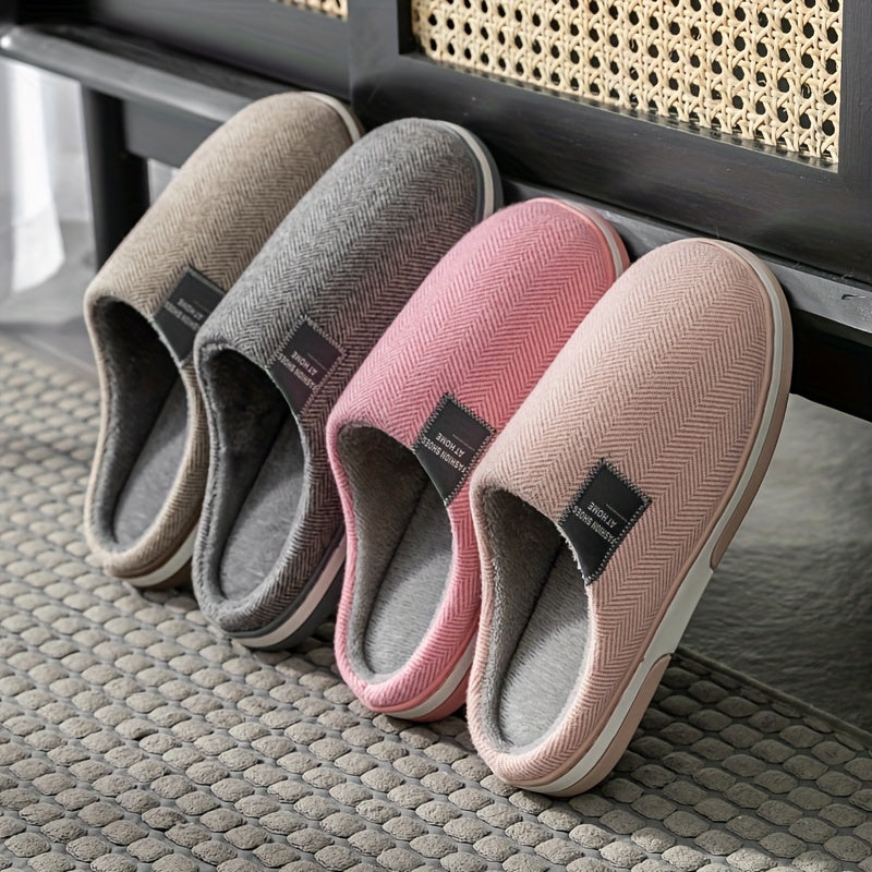 Men's Plush Herringbone Slippers – Warm Indoor House Shoes with Non-Slip Grip for Fall & Winter | Thomler