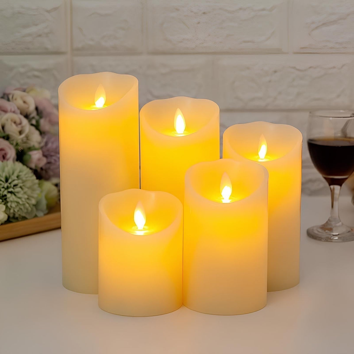 Flameless LED Candles with Realistic Flicker – Safe Battery-Operated Pillar Candles for Home Decor, Weddings, Dinners & Ambiance | Thomler