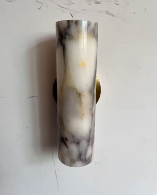 Natural Stone Wall Sconce with Brushed Metal Mount – Uplight & Downlight Design | Thomler
