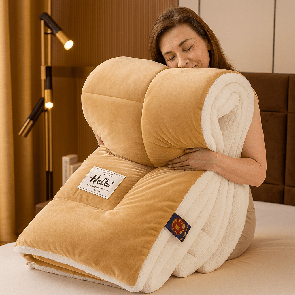 Duvet Reversible Sherpa Fleece 200.0 cm x 200.0 cm Soft Warm Bedding All Seasons Checked Pattern | Thomler
