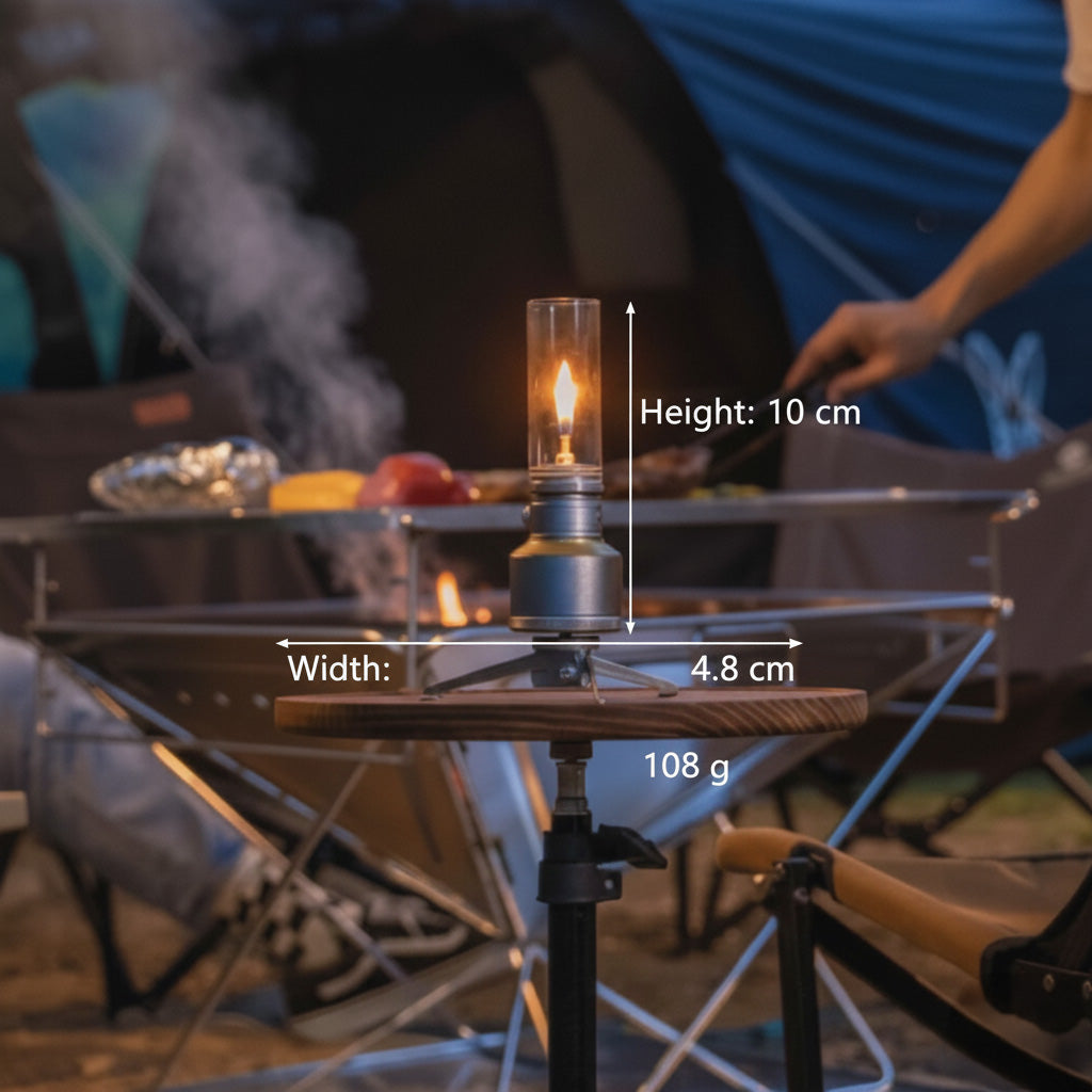 Butane Gas Lantern Aluminum Portable Outdoor Light Camping Hiking Backpacking Adjustable Flame Manual Ignition Vintage Design Travel Gear Em | Thomler