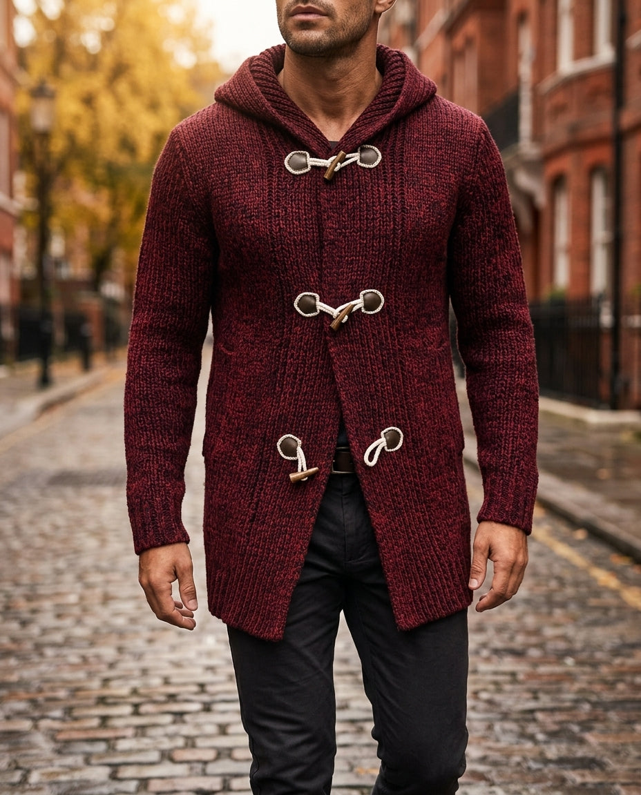 Men's Toggle-Front Hooded Sweater with Pockets – Classic Layering Knit for Fall & Winter | Thomler