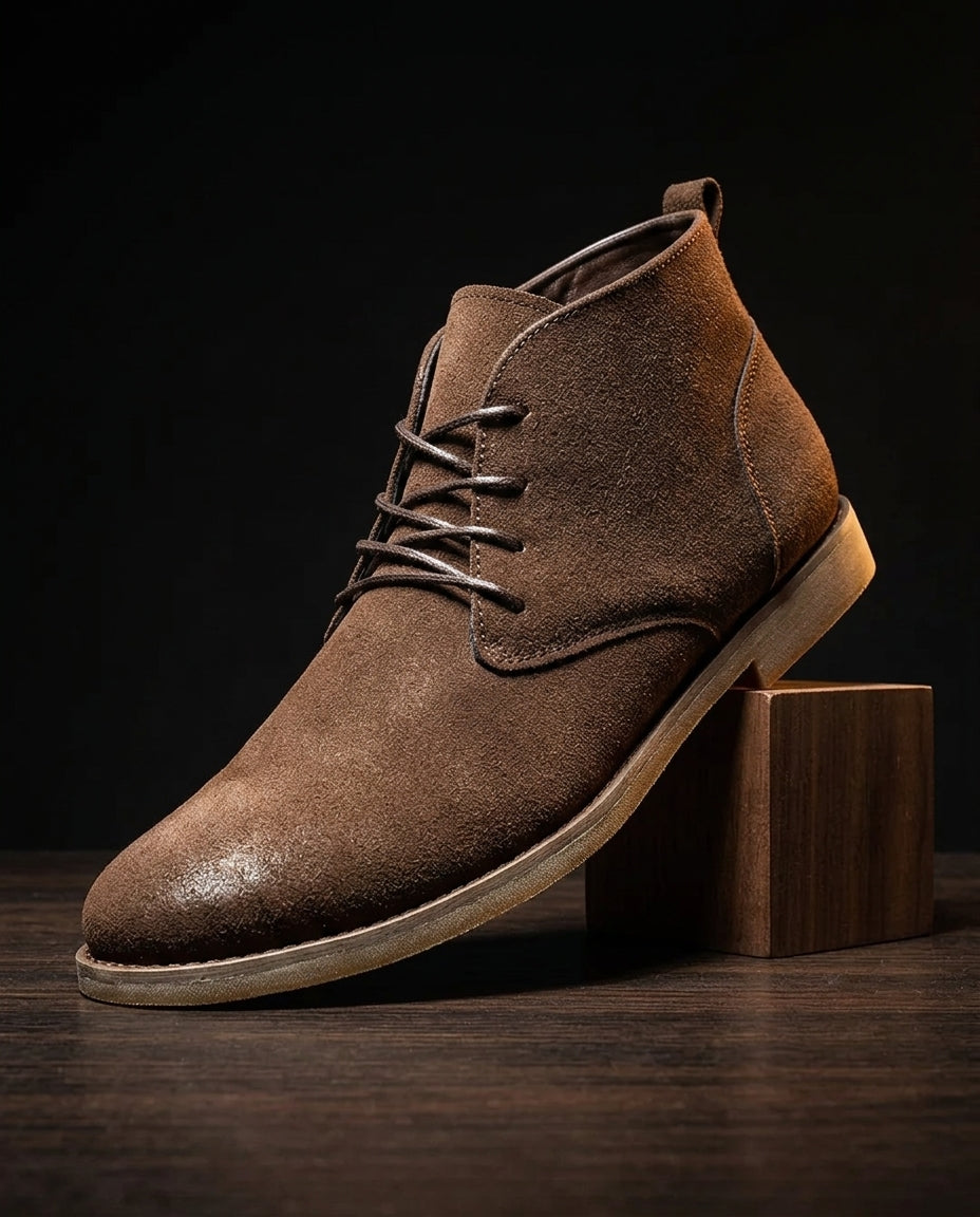 Men's Chukka Desert Boots Premium Suede Lace-Up Casual Ankle Footwear for Work Office Everyday Khaki Tan Chestnut | Thomler