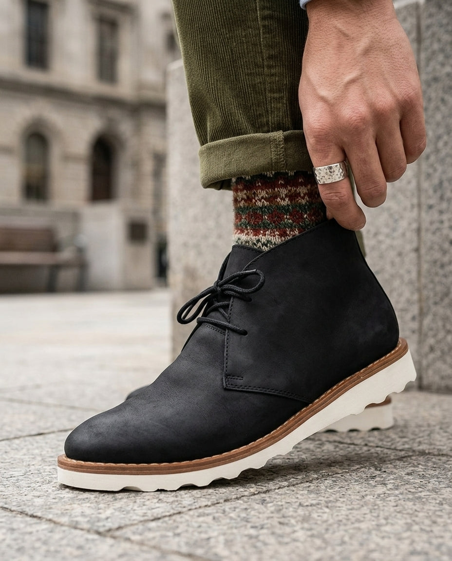 Men's Leather Ankle Boots with Cushioned Insole & Rubber Outsole for Daily Wear | Thomler