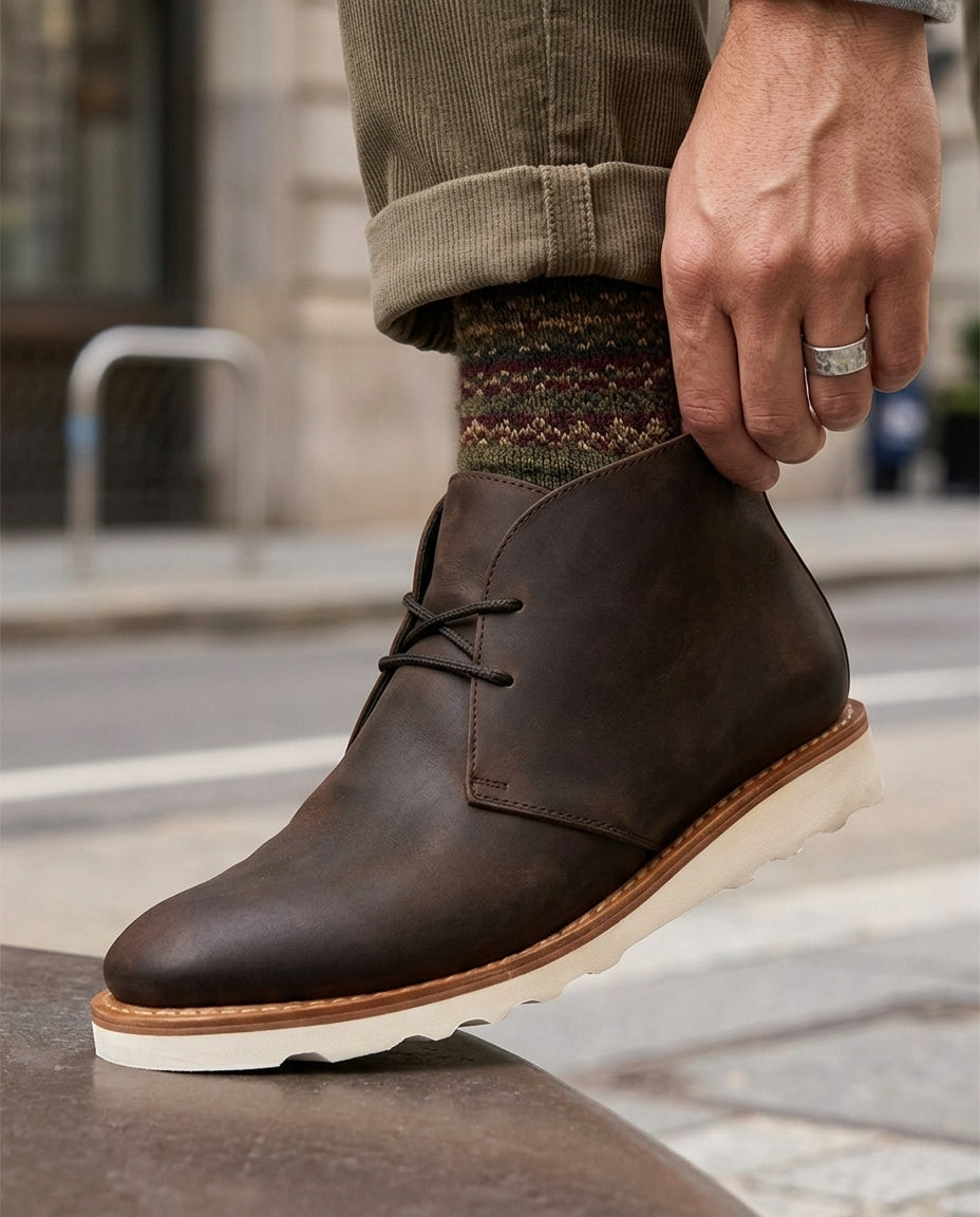 Men's Leather Ankle Boots with Cushioned Insole & Rubber Outsole for Daily Wear | Thomler