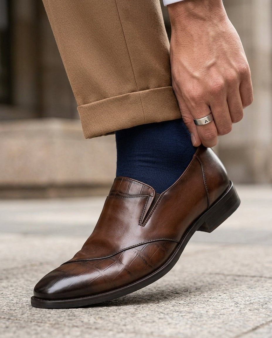 Men's Dual-Tone Slip-On Dress Loafers – Premium Leather, Cushioned Insole, Versatile Style for Work & Casual Wear | Thomler