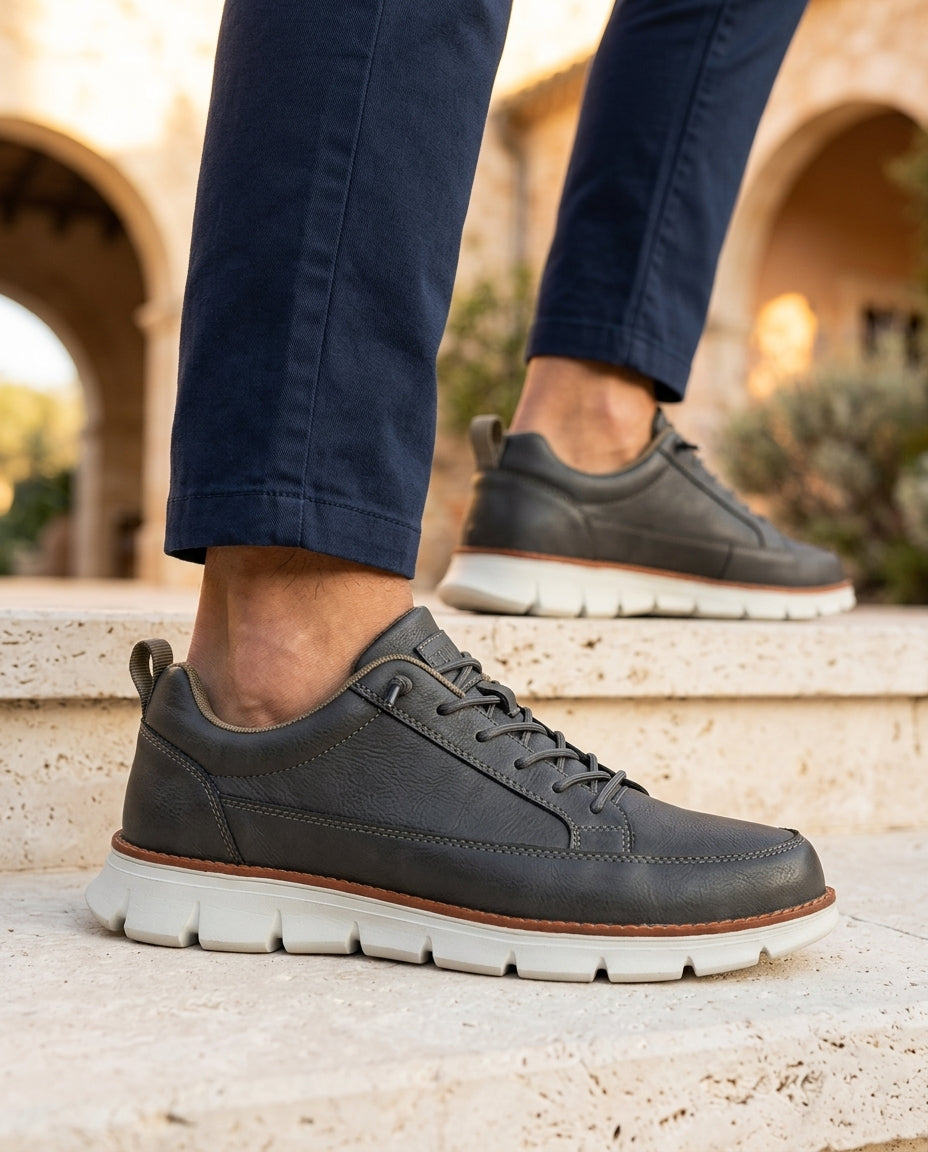 Men's Cushioned Leather Walking Shoes with Arch Support & Shock Absorption | Thomler