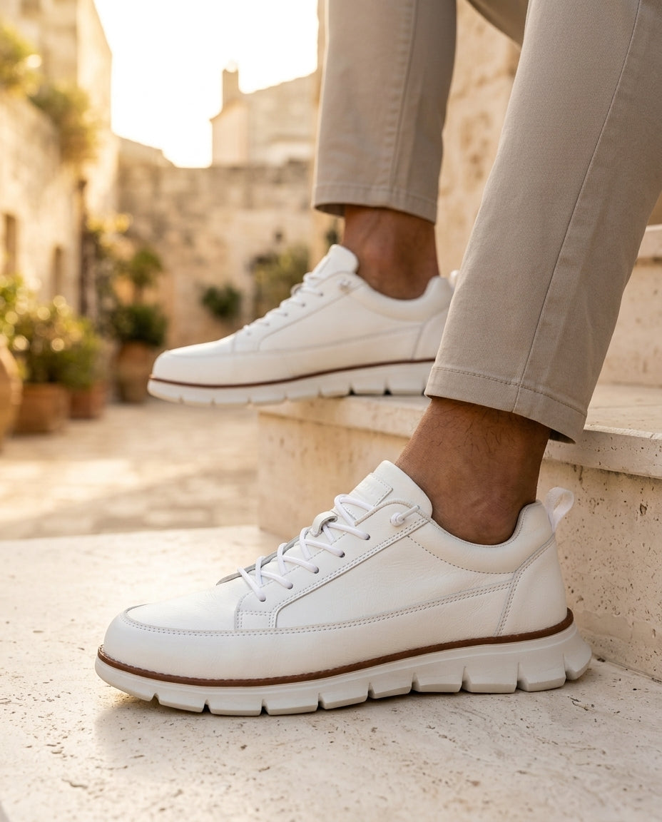 Men's Cushioned Leather Walking Shoes with Arch Support & Shock Absorption | Thomler