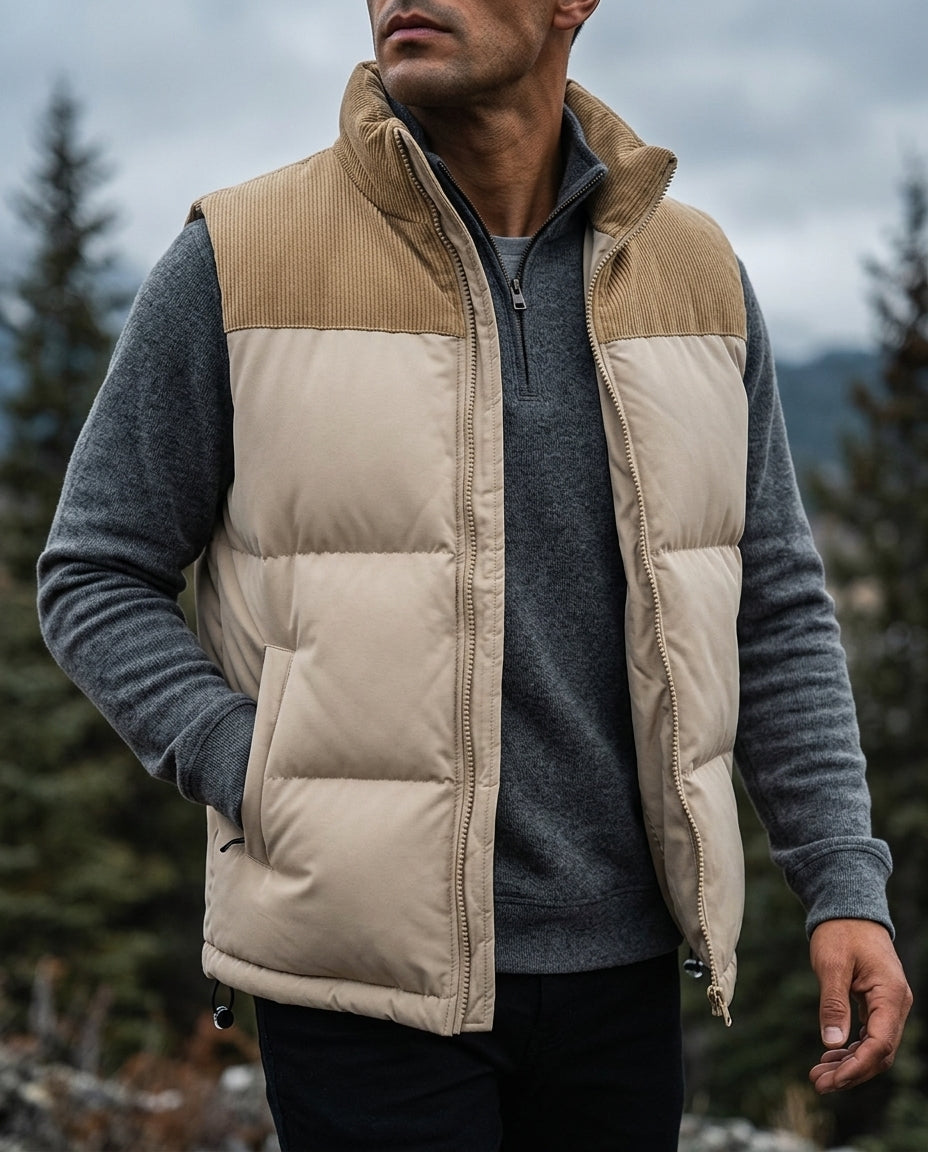 Men's Insulated Gilet with Stand Collar & Zip Pockets – Wind-Blocking Sleeveless Jacket for Layering | Thomler