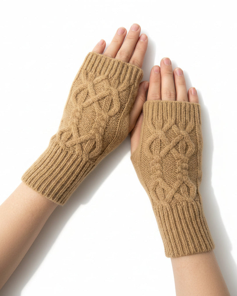 Fingerless Cable Knit Arm Warmers for Women – Soft Stretch Gloves for Typing, Driving & Daily Wear | Thomler