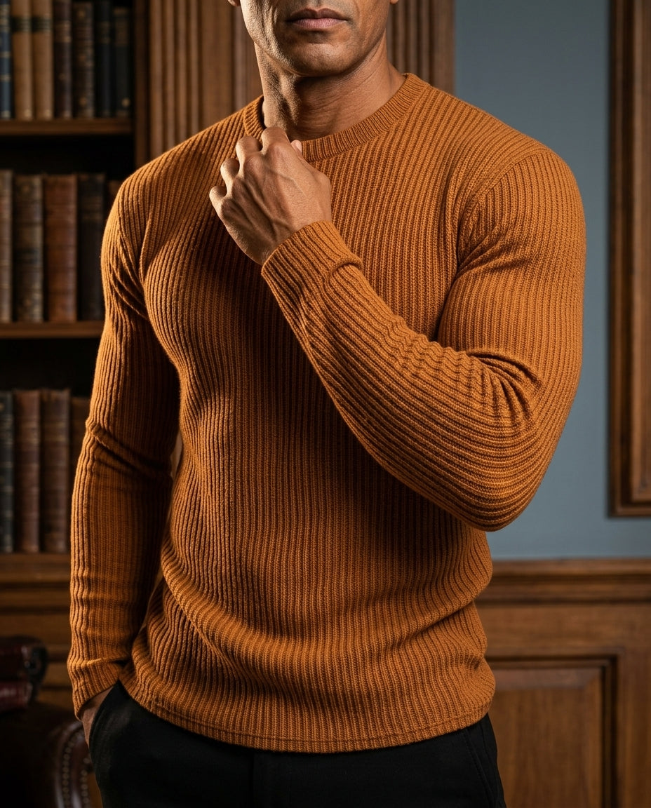 Men's Crew Neck Pullover with Raised Surface Pattern for Work & Weekend Wear | Thomler