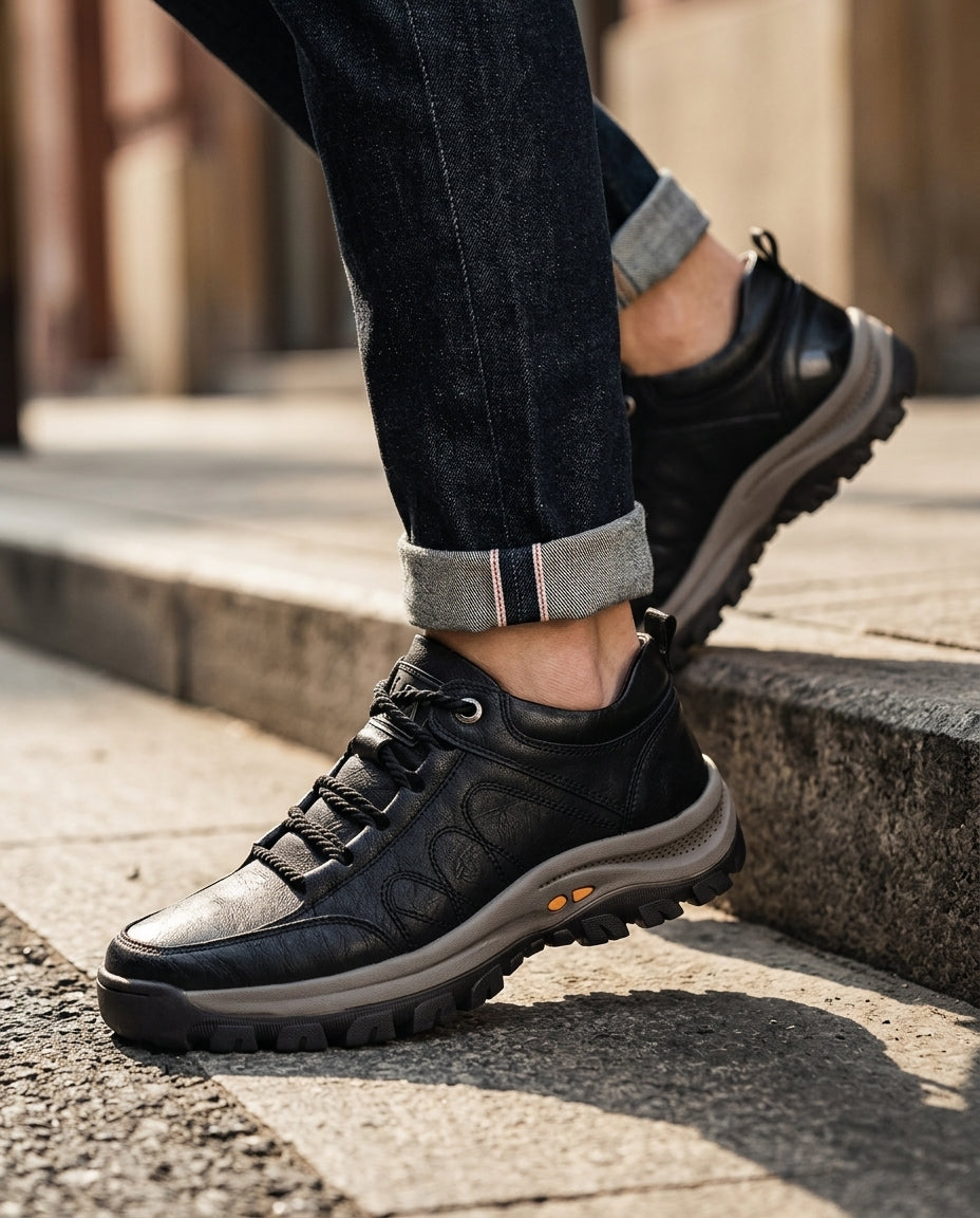 Men's Cushioned Hiking Boots with Arch Support & Slip-Resistant Sole – Lace-Up Outdoor Walking Shoes for Work & Trail | Thomler