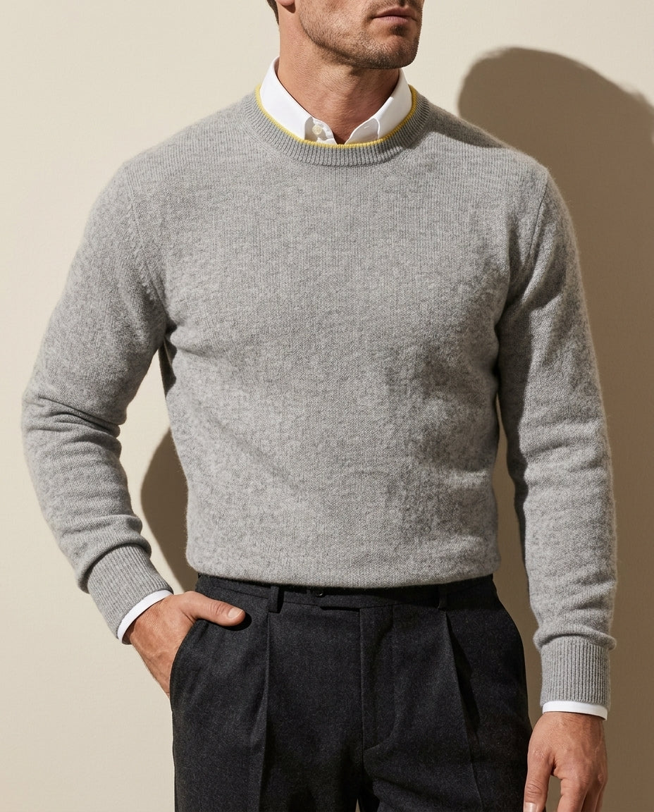 Men's Brushed Cashmere Pullover – Crew Neck Luxury Sweater for Work & Weekend | Thomler
