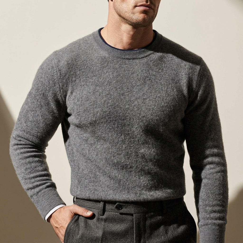 Men's Brushed Cashmere Pullover – Crew Neck Luxury Sweater for Work & Weekend | Thomler