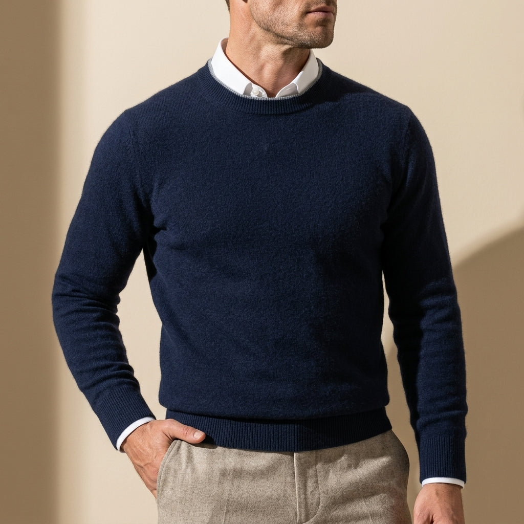 Men's Brushed Cashmere Pullover – Crew Neck Luxury Sweater for Work & Weekend | Thomler