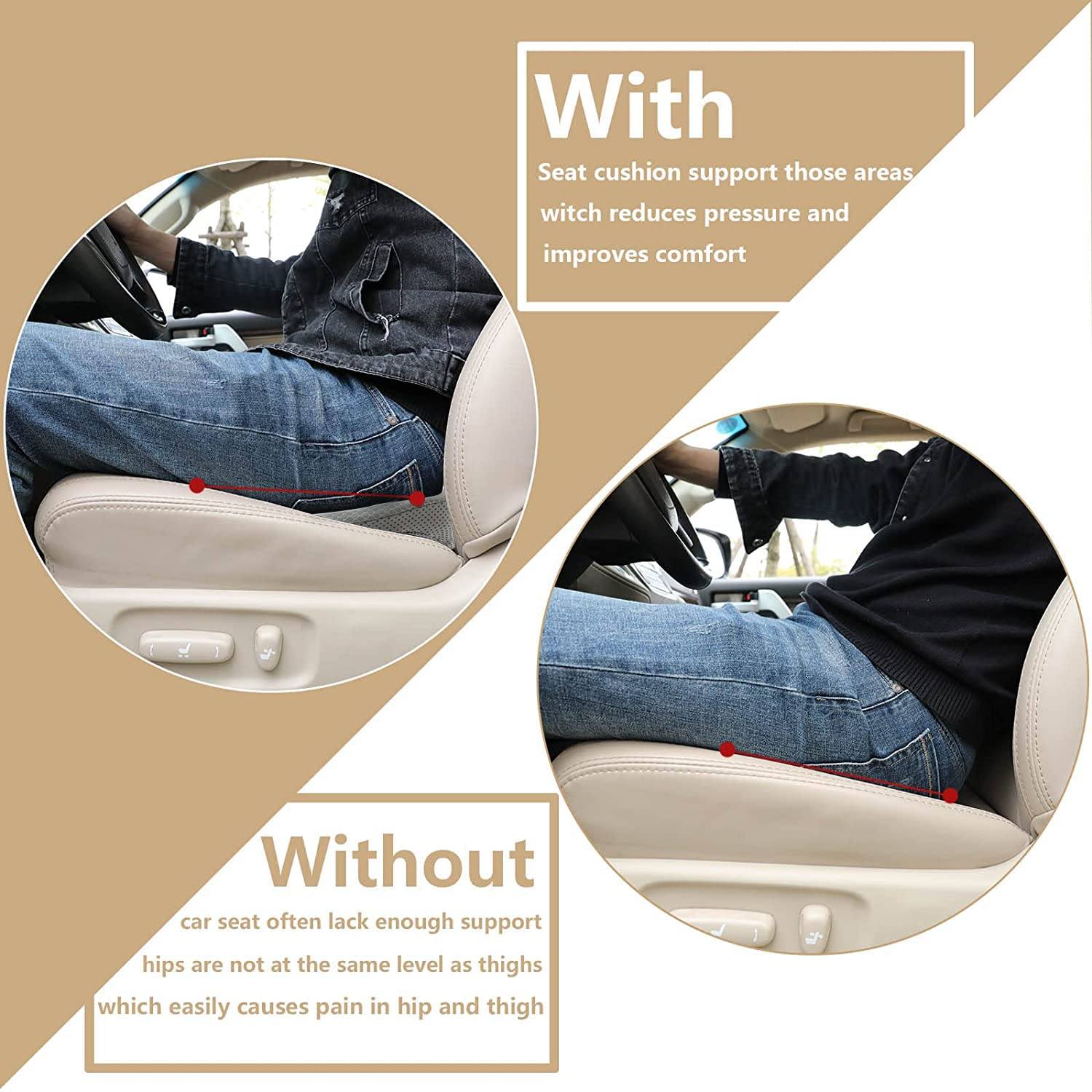 Memory Foam Driver Booster Seat Pad 3.5 Inch Elevation Cushion for Shorter Drivers Enhanced Visibility Lumbar Support Black Beige Brown Red | Thomler