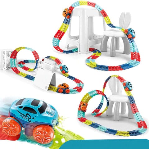Flexible Magnetic Race Track Set with Glow-in-the-Dark Car for Kids | Educational STEM Building Toy | Thomler