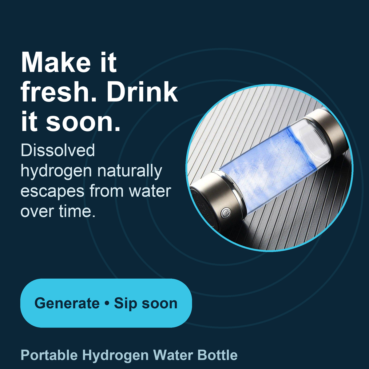 Rechargeable Hydrogen Water Generator Bottle 13.5 oz USB-C Travel Tumbler for Office Gym Home Daily Hydration | Thomler