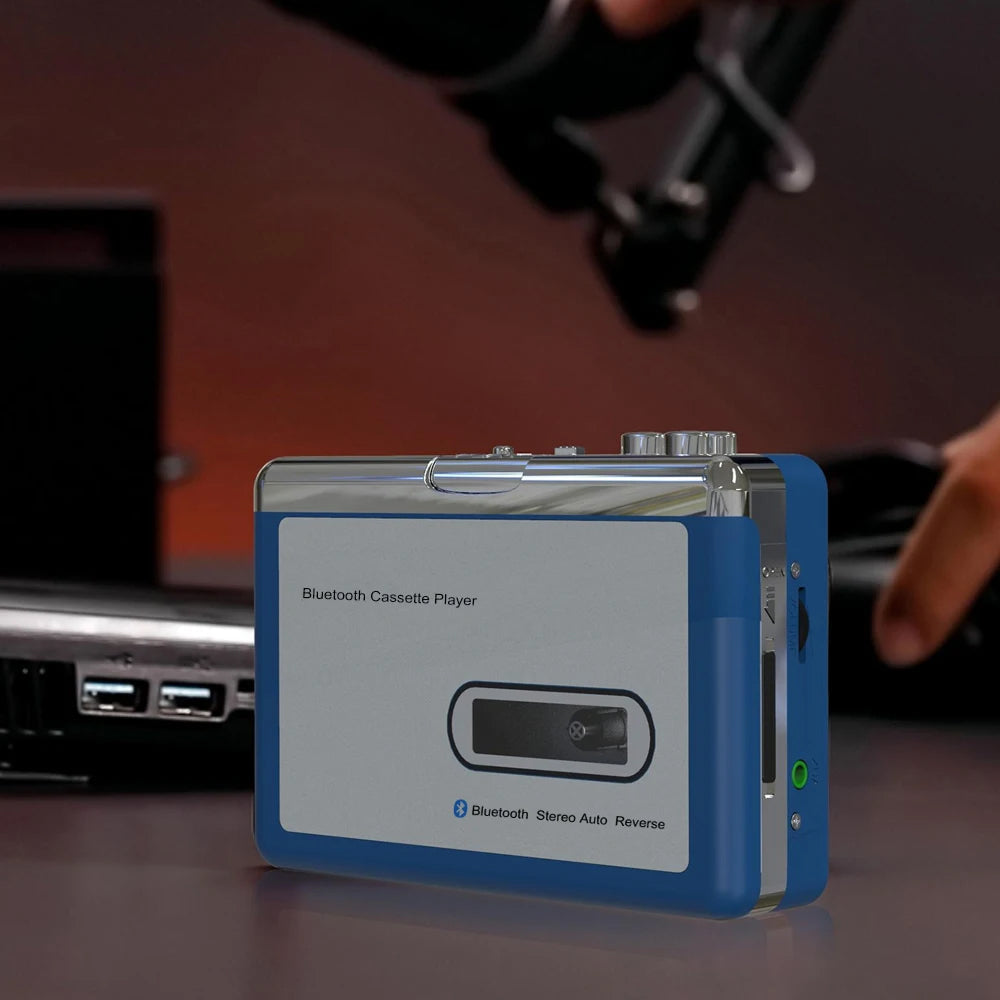 Portable Cassette Player with Bluetooth – Auto-Reverse Tape Deck with Wireless & Wired Playback for Retro Music Lovers | Thomler
