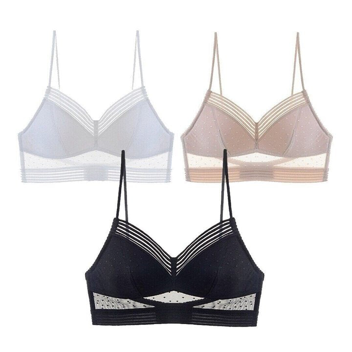 Wireless Supportive Lace Bralette V-Neck Plunge Pullover Style Soft Everyday Comfort Bra for Women | Thomler