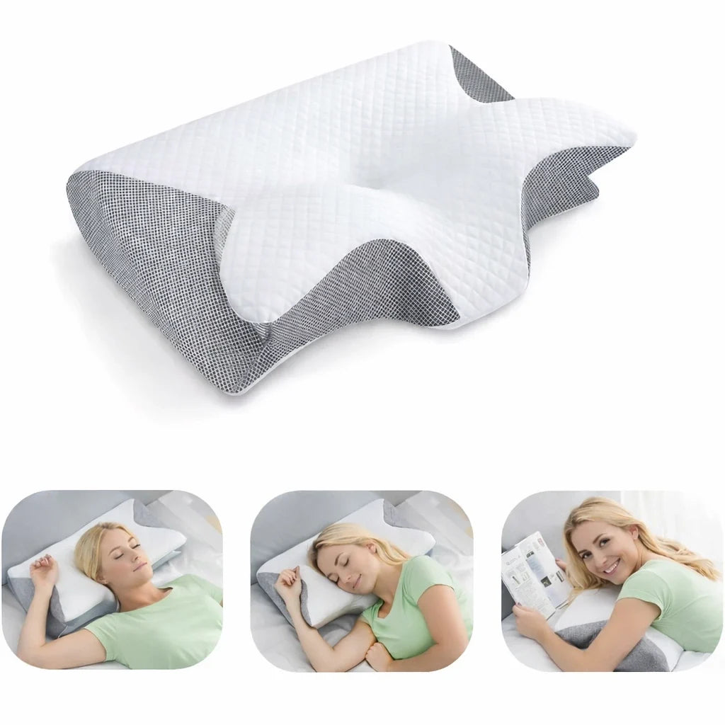 Contoured Memory Foam Sleep Pillow for Neck Alignment & Spinal Support – Dual-Height Design for Back, Side & Stomach Sleepers – Reduces Morn | Thomler