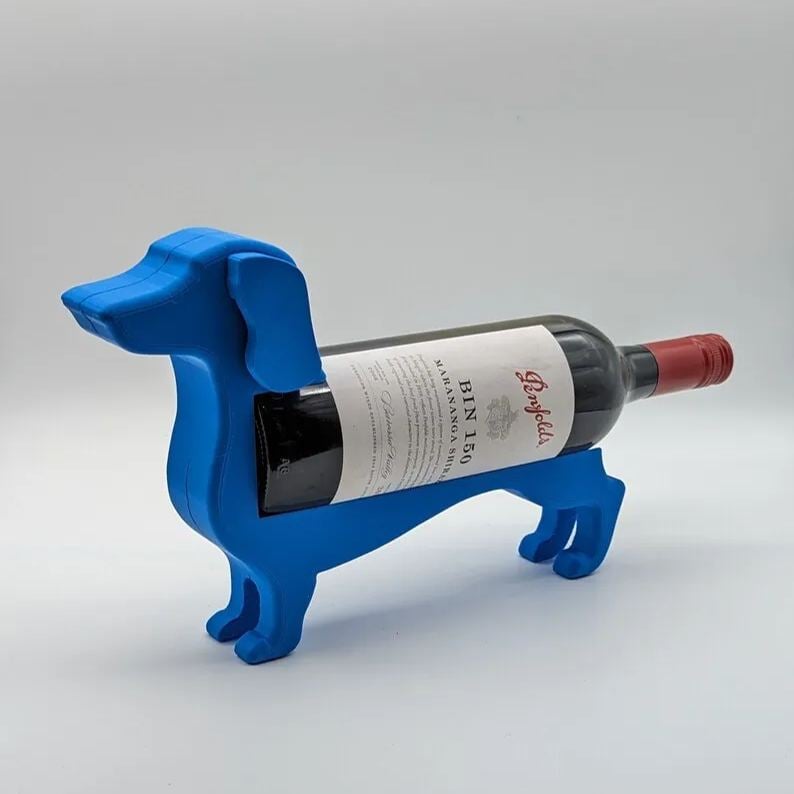 Dachshund Wine Bottle Holder | Resin Table Stand for Wine Display | Kitchen Counter Decor | Wiener Dog Figurine Holder for Red White Wine | Thomler