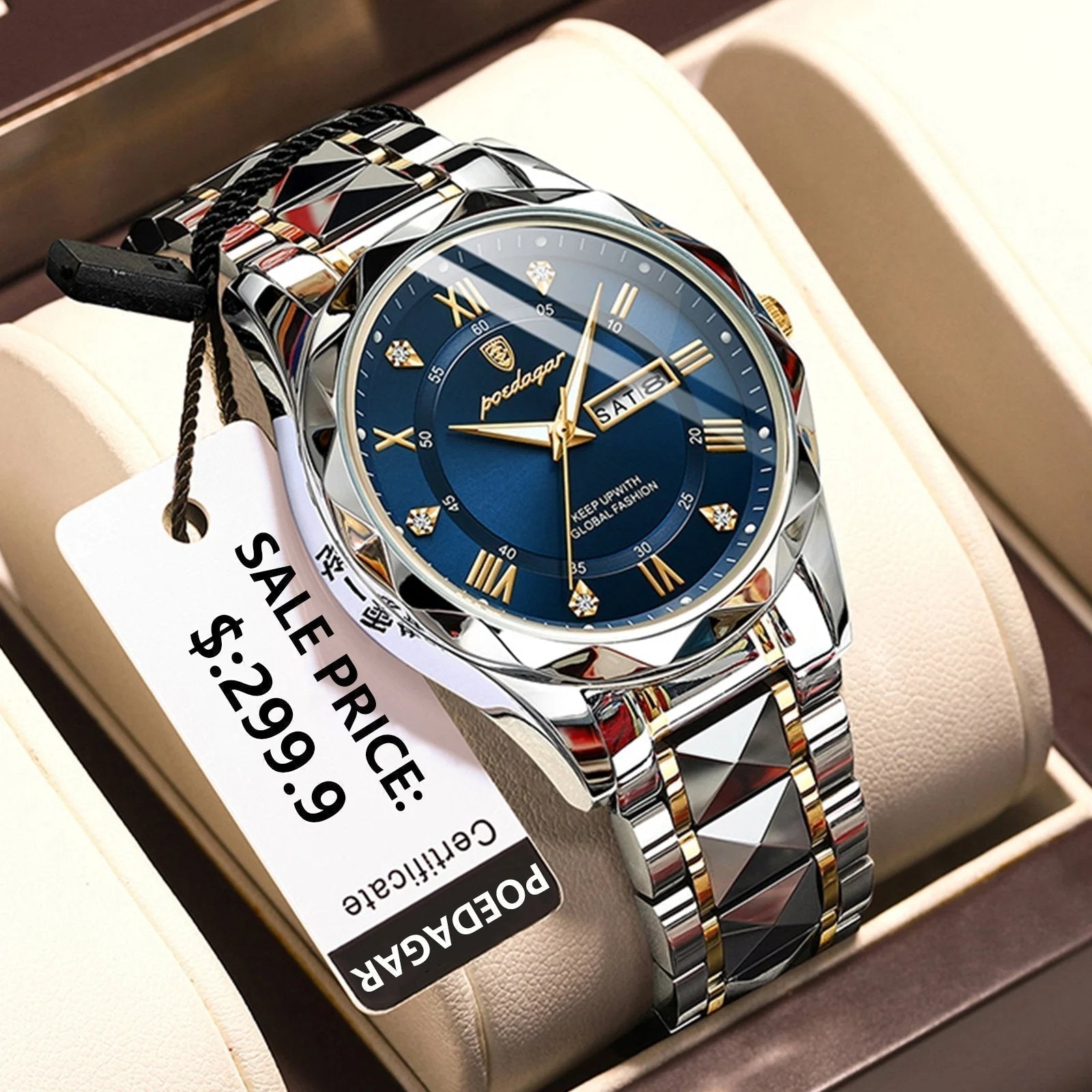 Men's Analog Quartz Watch with Luminous Hands, Date Window, and Stainless Steel Band for Business & Everyday Wear | Thomler