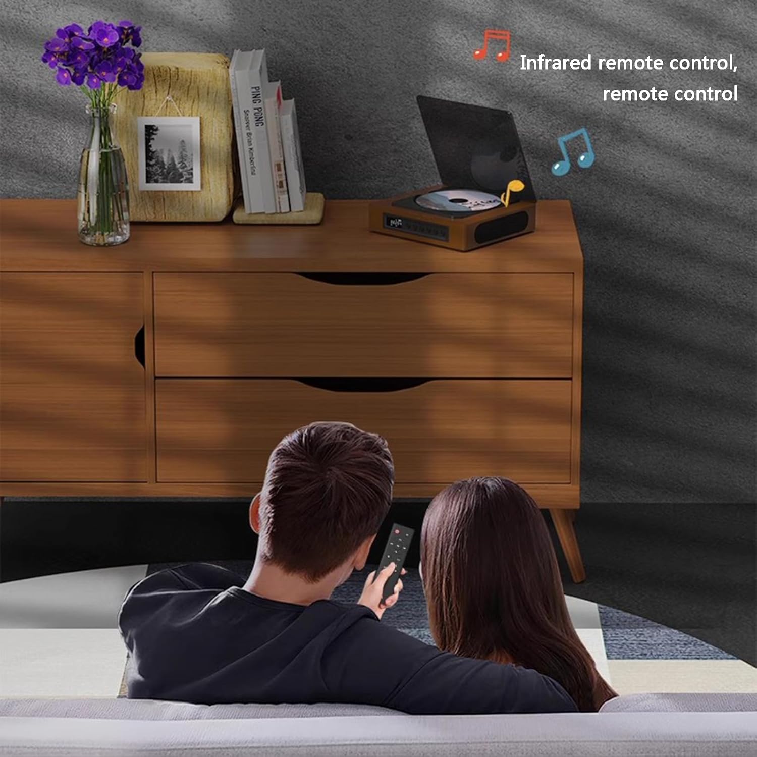 CD Player Wood Finish Bluetooth Streaming FM Radio Home Audio Music System LCD Display Type C Connectivity | Thomler